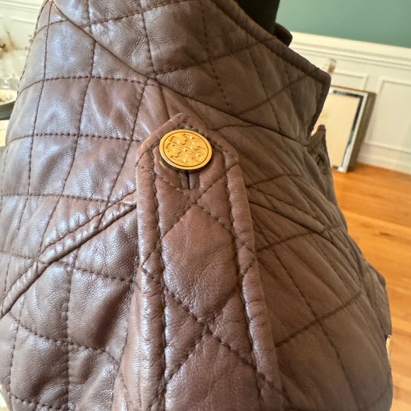 Tory Burch brown leather jacket with gold hardware size 4 - Picture 5 of 6